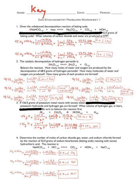 Mole ratio worksheet answers key
