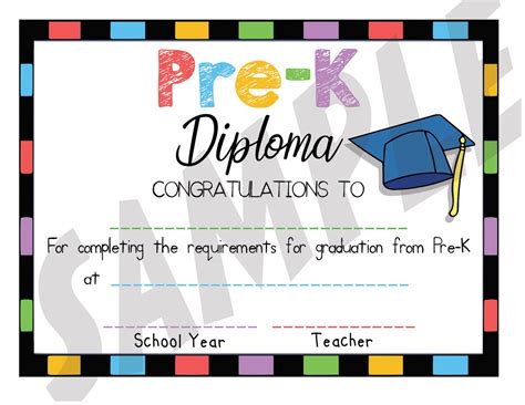 Pre K Graduation Diploma Fill In The Blanks By Hand Print At Etsy