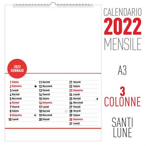 Calendario 2022 Mensile Grafica Oristano