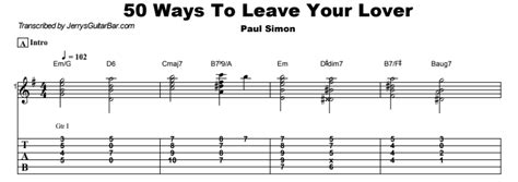 Paul Simon 50 Ways To Leave Your Lover Guitar Lesson And Tabs Jgb