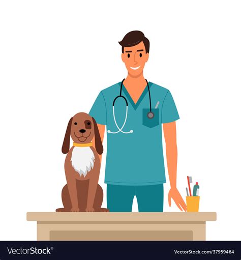 Veterinarian And Dog Royalty Free Vector Image