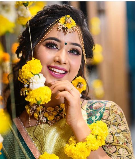 Wittyvows On Instagram “tuesdaythoughts 😍😍 Loving This Pretty Haldi Look With Yellow Blossoms