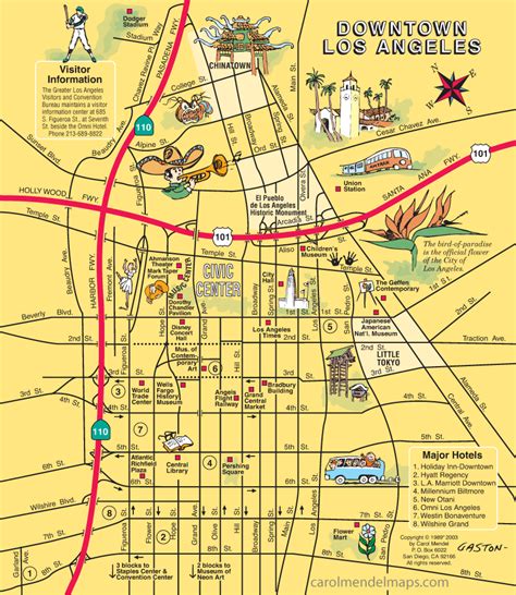 Map Of Downtown Los Angeles With Pictorial Illustrations