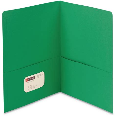 Smead Two Pocket Folder Textured Paper Green 25box Smd87855