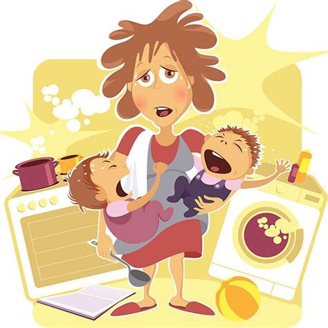An Image Of A Stressed Out Working Mom Royalty Free Svg Cliparts