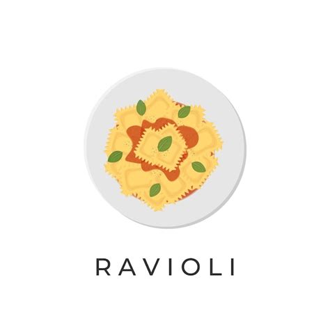 Premium Vector Logo Illustration Of Ravioli Pasta With Tomato Sauce