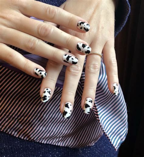 Tons of awesome cow aesthetic wallpapers to download for free. aesthetic cow print nails 🖤 | Cow nails, Manicure, Nail trends