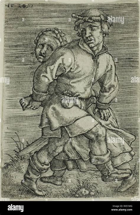 peasant couple dancing barthel beham german 1502 1540 date 1524 dimensions 56 x 39 mm