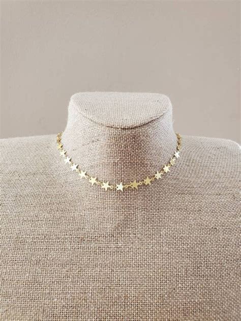 Outer Banks Necklace Dainty Gold Star Chain Choker Sarah Etsy