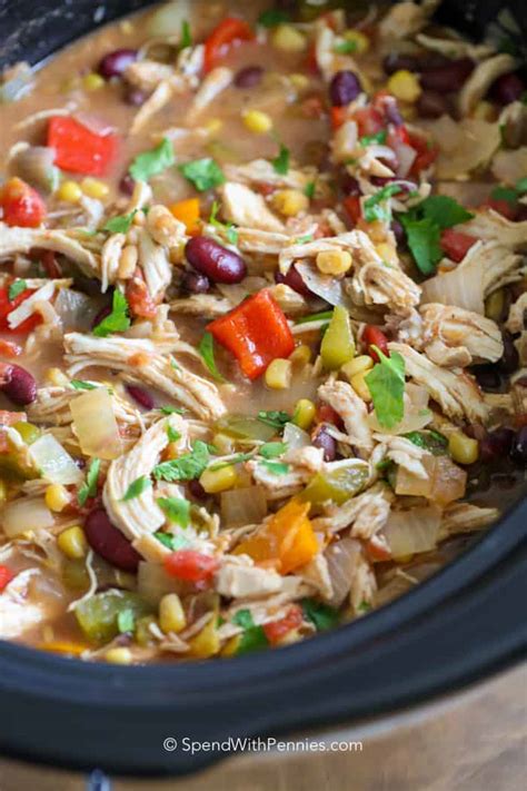 Heat 1 teaspoon of the oil in a large nonstick pan over high heat. Slow Cooker Chicken Chili {Hearty & Healthy} - Spend With ...
