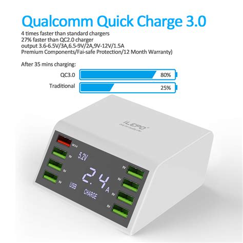 I8 Smart Charging Station 8 Ports Usb 60 Watts With Quick Charging