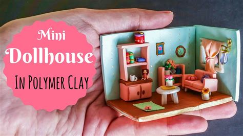 Making Cute Miniature Dollhouse Room In Polymer Clay Youtube