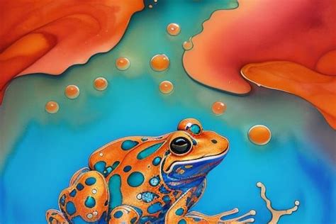 Beautiful Orange Frog Colorful Ink Flow 8k Resolution