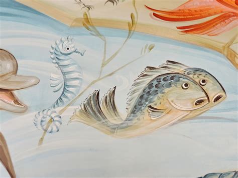 Lukisan Ikan Di Lautan Paus Dalam Lukisan Warna Indigo Gambar Seni