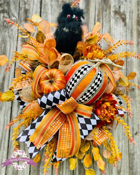 Wreath, Fall Swag, Halloween Owl Wreath, Pumpkin Wreath, Burlap Fall ...