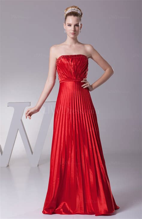 Elegant A Line Strapless Sleeveless Floor Length Pleated Prom Dresses