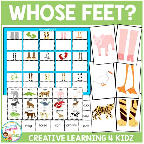 Animals Whose Feet Matching Board Flashcards ~digital Download~