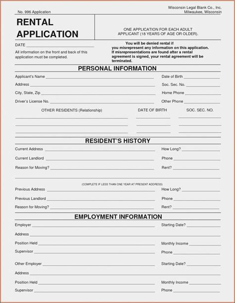 printable renters application template templates 2 resume examples