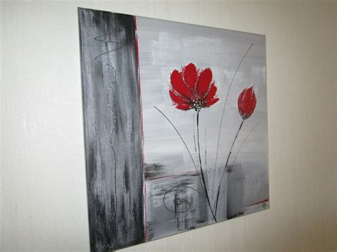Nous créons des peintures et des tableaux de finitions, tailles et motifs différents. Tableau moderne gris et rouge - la peinture en abstrait