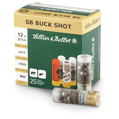 sellier and bellot buckshot 2 3 4 12 gauge 00 buckshot 9 pellets 250 rounds 222607 12