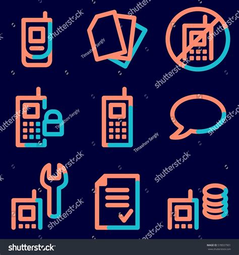 Mobile Phone Icons Set Signs Infographics Stock Vector Royalty Free