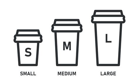 Cup Size Line Icon Set Small Medium And Large Take Away Drink Vector