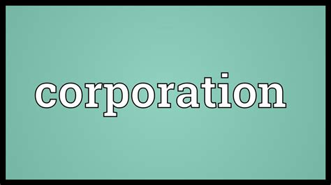 Corporation Meaning Youtube
