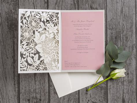 Whether simple or intricate, laser cutting is sure to wow any guest with the shapes and details you can only achieve with this method. Beautiful Laser Cut Wedding Invitations