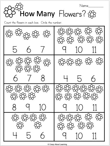 Free Kindergarten Math Number Recognition Worksheet For Springcount The