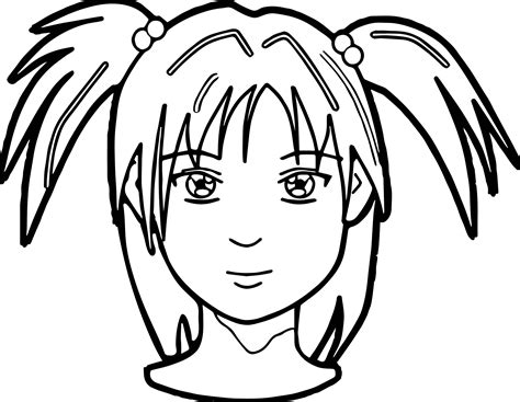 Anime Girl Face Coloring Page