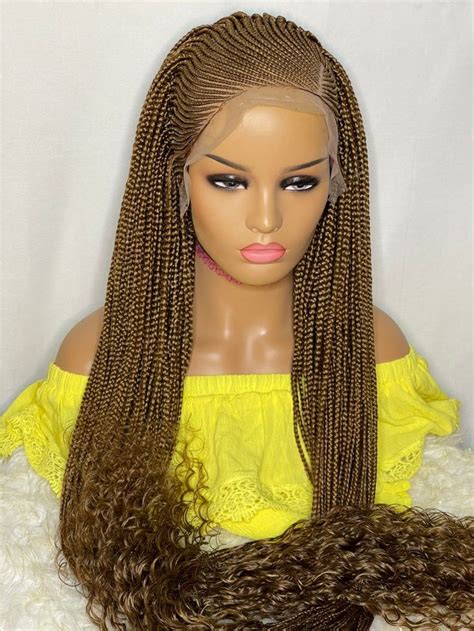 Cornrow Braided Wig Ghana Weaving Braided Wig For Womanbraided Wig For Black Women Etsy