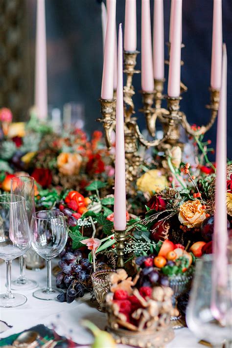 Lavish Winter Wedding Reecption Table Setting Ideas With Pink Candles