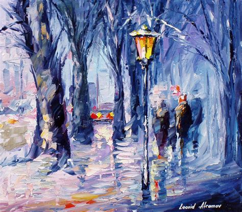 Snowing Emotions Palette Knife Oil Painting On Canvas By Leonid