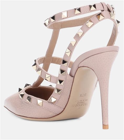 Valentino Rockstud Leather Pumps In Champagne Nude Modesens