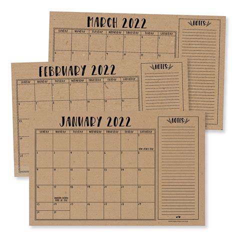 Large Desk Calendar 2022 2023 2022 Rustic Wall Calendar Desk