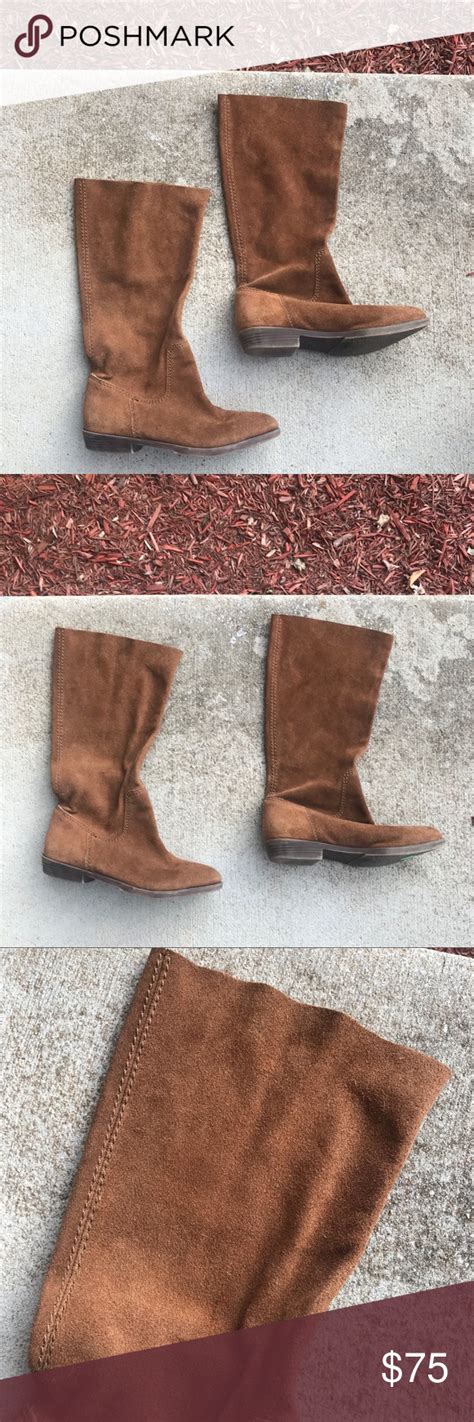 Nine West Tall Brown Suede Leather Boots Slouch Suede Leather Boots