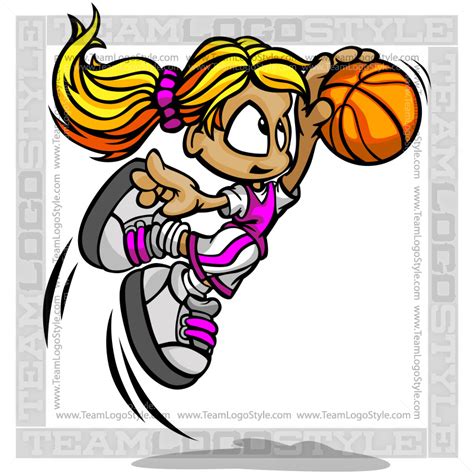 Cartoon Basketball Girl Vector Cartoon Player