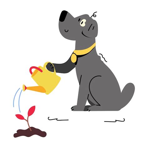 Premium Vector Catchy Flat Illustration Of Dog Watering