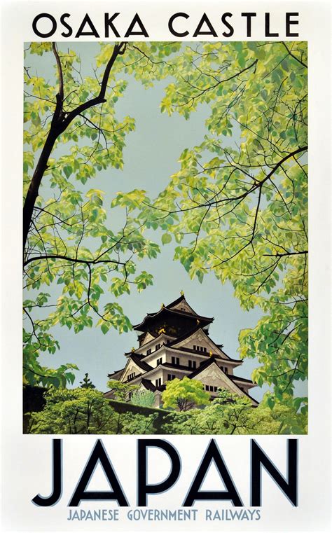 Travel Poster Osaka Castle Japan Jpeg Image 1793 × 2880 Pixels