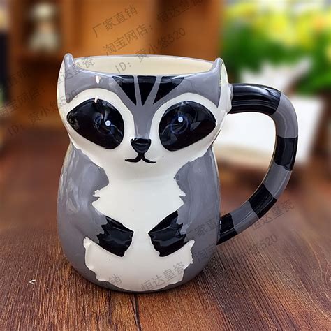 500ml Cute 3d Animal Fox Cat Coffee Cup Large Capacity Hand Painted