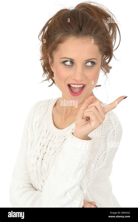 Young Woman Pointing Stock Photo Alamy