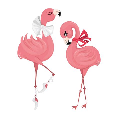 Premium Vector Cute Pink Flamingos Set Vector Illustration Of A