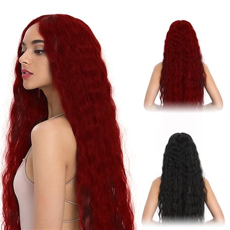 Hotbest Wigs Long Wavy Curly Hair Wig With Fringe Synthetic Cosplay Full Wigs For Women