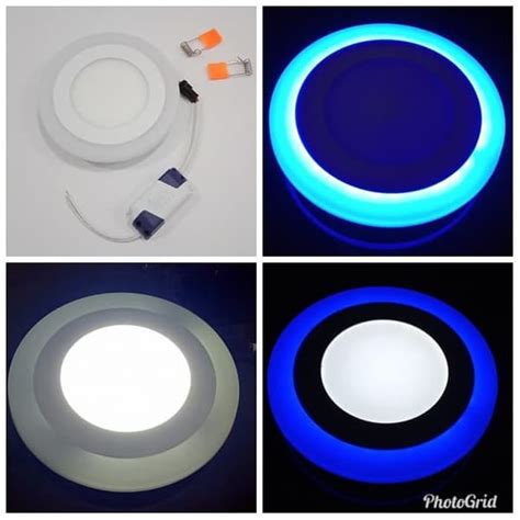 lampu panel plafon rumah led  mode putih ring biru shopee indonesia