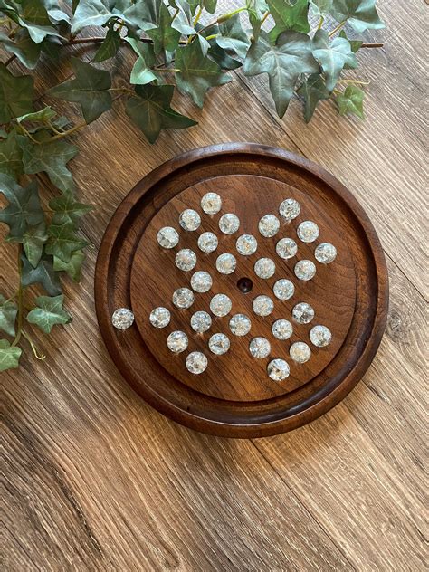 New Diamond Solitaire Marble Game Wooden Solitaire Game Etsy