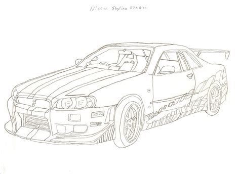 How To Draw A Nissan Skyline Gtr R34