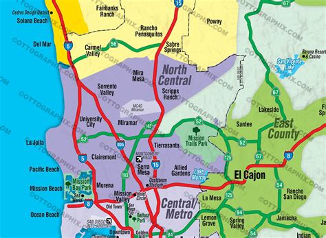 San Diego County Map Coastal No Zip Codes Otto Maps