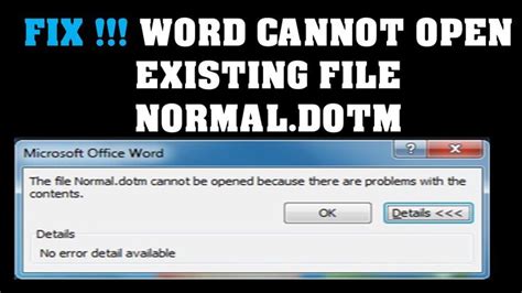 Word Cannot Open Existing File Normal Dotm Normal Dotm With Regard To Word Cannot Open This