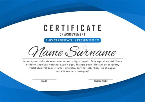 Certificate Template In Elegant Blue Color With Abstract Borders