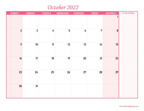 october calendar   notes calendar quickly